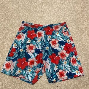 PatPat Men's Floral Board Shorts - Red and Blue